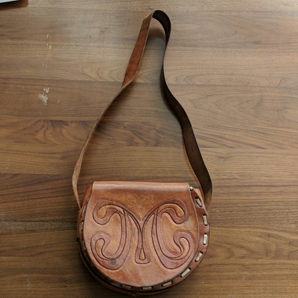 Vintage Handbags - 70sVINTAGE Handmade leather M purse